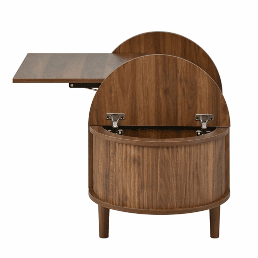 Mesa de centro oval - com altura ajustável, com espaço de arrumação, estilo vintage, multifuncional, com pernas em madeira maciça - nogueira Mesa de centro oval - com altura ajustável, com espaço de arrumação, estilo vintage, multifuncional, com pernas em madeira maciça - nogueira
