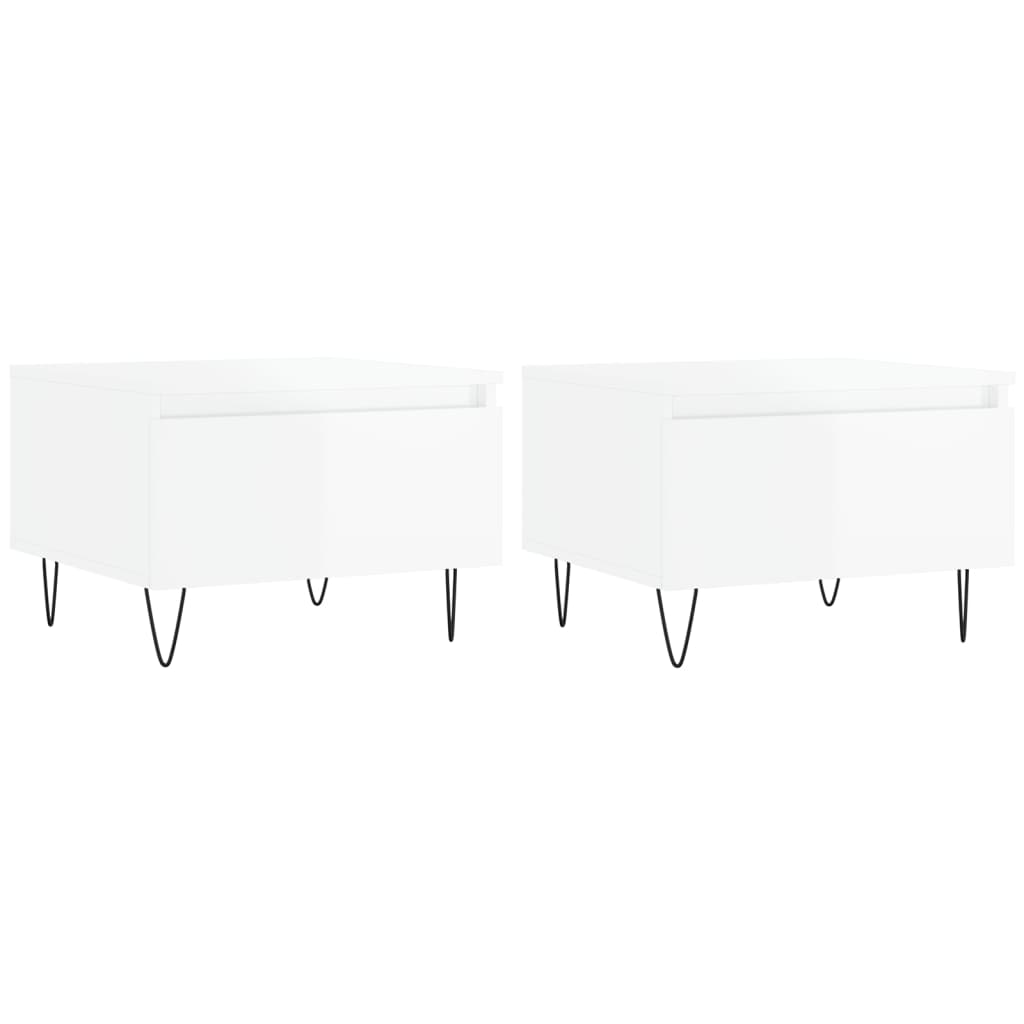 2 uds Mesas de Centro - Mesas de Café 50x46 Blanco Brillo