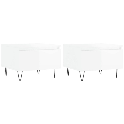 2pcs Mesas de centro, Mesas baixas 50x46x35cm deriv. madeira branco brilhante