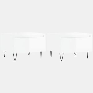 2pcs Mesas de centro, Mesas baixas 50x46x35cm deriv. madeira branco brilhante