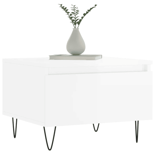 2pcs Mesas de centro, Mesas baixas 50x46x35cm deriv. madeira branco brilhante