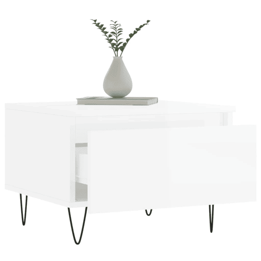 2pcs Mesas de centro, Mesas baixas 50x46x35cm deriv. madeira branco brilhante