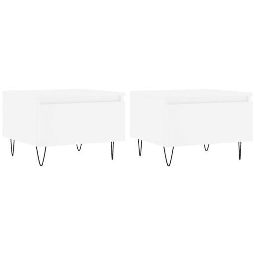 2pcs Mesas de centro, Mesas baixas 50x46x35 cm derivados de madeira branco