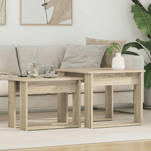 Conjunto de Mesas de Café, Mesas de Centro, Mesas baixas Carvalho Sonoma