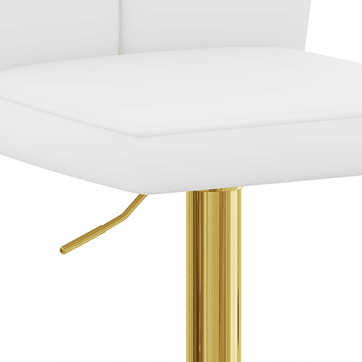 Bancos de bar ajustáveis, 2 unidades - giratórios a 360° - PU resistente à água - Branco + Dourado