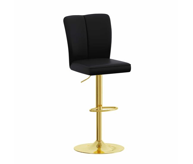 Taburetes de bar ajustables 2 unidades - giratorio 360°, pu resistente al agua, diseño lujo - negro+oro