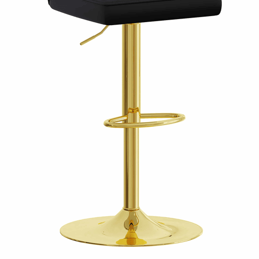 Bancos de bar ajustáveis, 2 unidades - Giratórios a 360°, PU resistente à água, design de luxo - Preto + Dourado