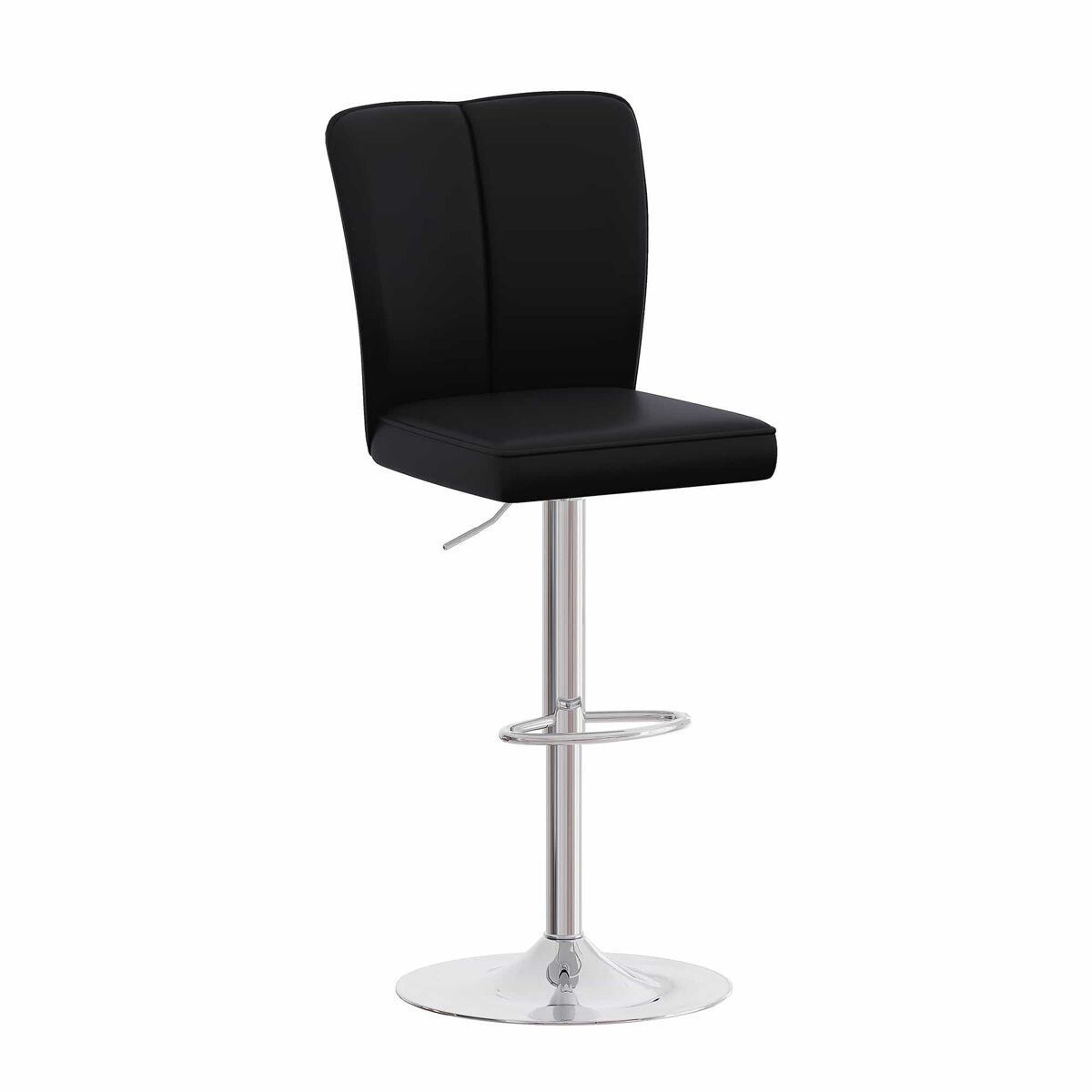 Taburetes de bar 2 unidades - altura ajustable, giratorio 360°, pu cuero resistente al agua - negro+plata
