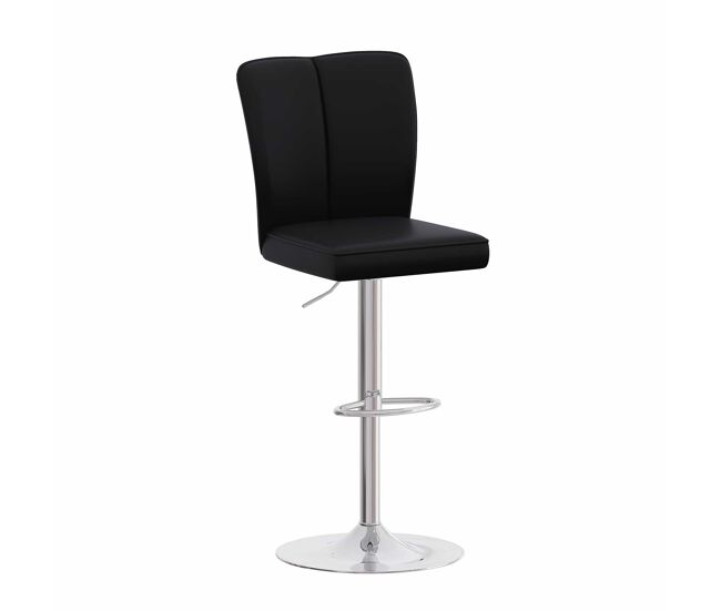 Taburetes de bar 2 unidades - altura ajustable, giratorio 360°, pu cuero resistente al agua - negro+plata
