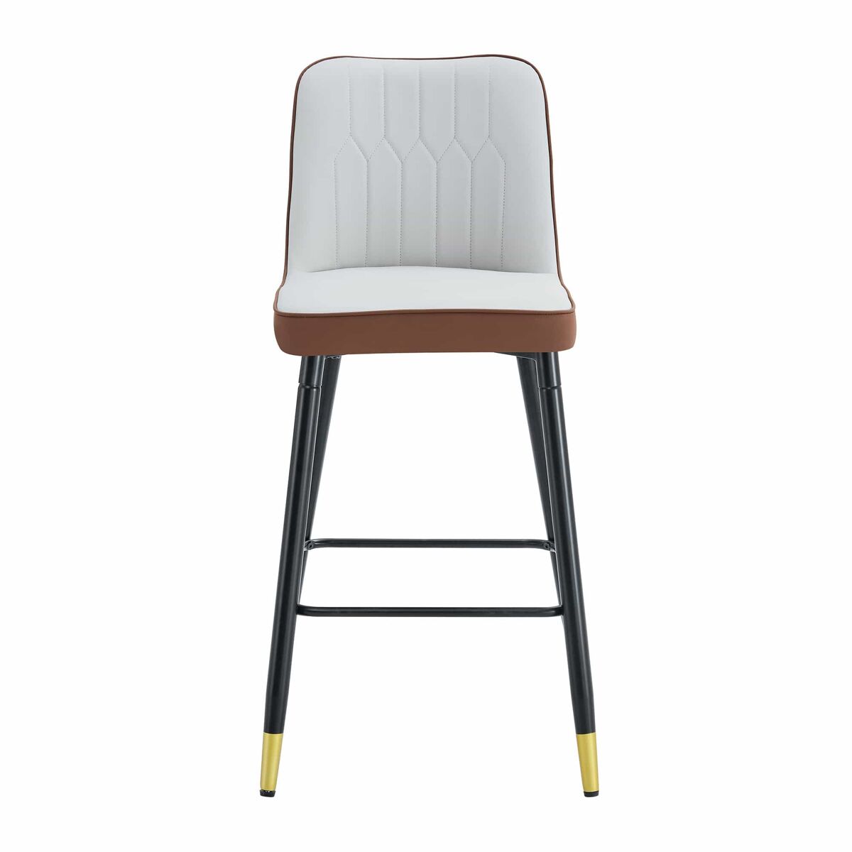 Taburetes de bar set de 2 100 cm - tapizado en piel sintética con reposapiés y estructura metálica - marrón y negro, gris claro