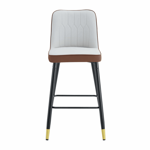 Conjunto de 2 bancos de bar de 100 cm - estofados em pele sintética com apoio para os pés e estrutura metálica - castanho e preto, cinzento claro