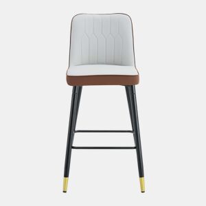 Conjunto de 2 bancos de bar de 100 cm - estofados em pele sintética com apoio para os pés e estrutura metálica - castanho e preto, cinzento claro