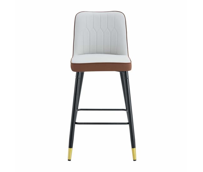 Taburetes de bar set de 2 100 cm - tapizado en piel sintética con reposapiés y estructura metálica - marrón y negro, gris claro