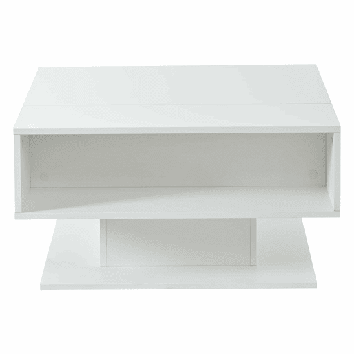Mesa de centro 80 x 75 x 40 cm - elevável hidraulicamente, acabamento de alto brilho, com espaço de arrumação e design geométrico - branca