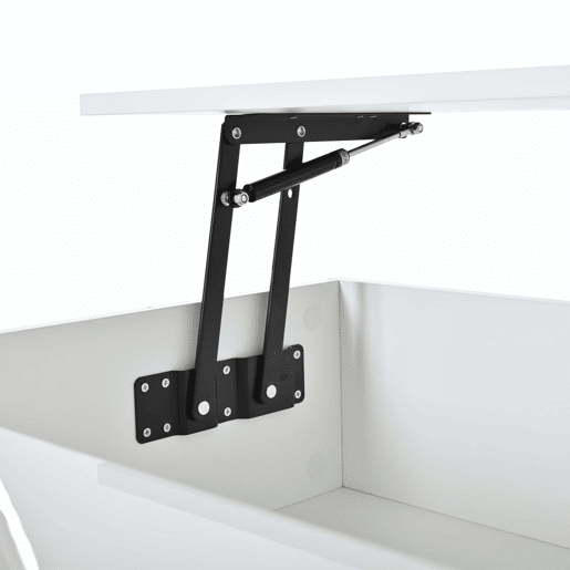 Mesa de centro 80 x 75 x 40 cm - elevável hidraulicamente, acabamento de alto brilho, com espaço de arrumação e design geométrico - branca