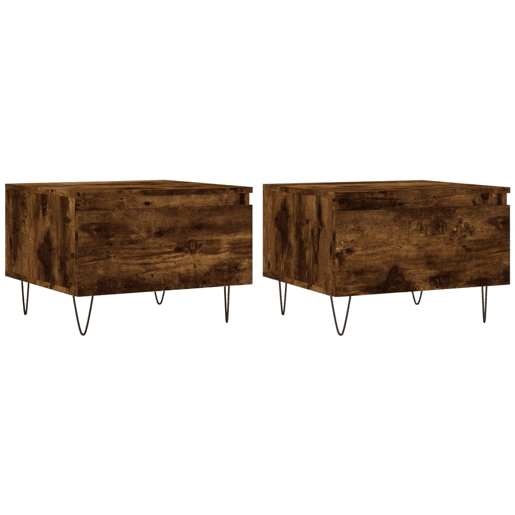 2pcs Mesas de centro, Mesas baixas 50x46x35cm deriv. madeira carvalho fumado
