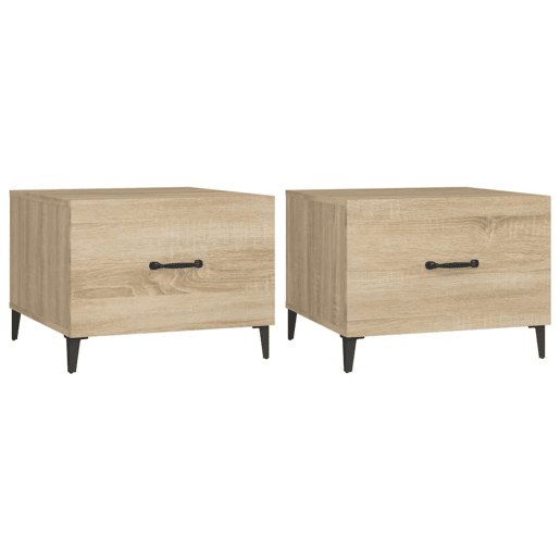 2pcs Mesas de centro, Mesas baixas com pernas de metal 50x50x40 cm sonoma