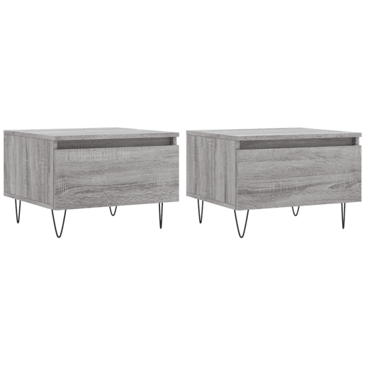 2pcs Mesas de centro, Mesas baixas 50x46x35cm deriv. madeira cinzento sonoma