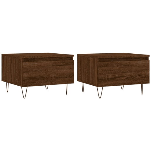 2pcs Mesas de centro, Mesas baixas 50x46x35 cm deriv. madeira carvalho castanho