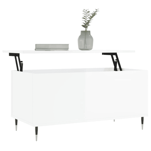 Mesa de Centro, Mesa baixa, 90x44,5x45 cm derivados de madeira branco brilhante