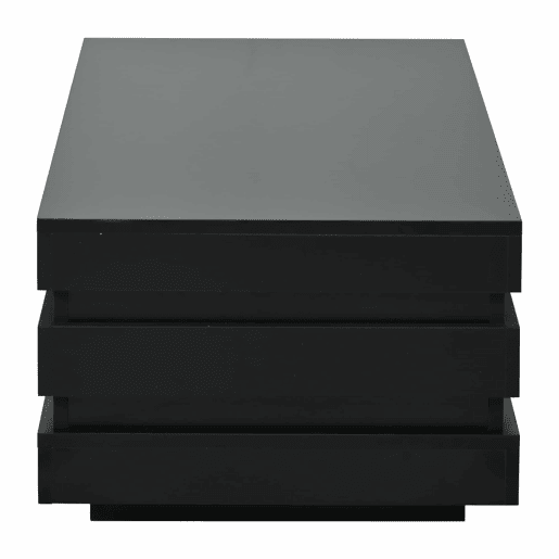 Mesa de centro 100 x 50 x 35 cm - com espaço de arrumação, acabamento de alto brilho, iluminação LED - preta