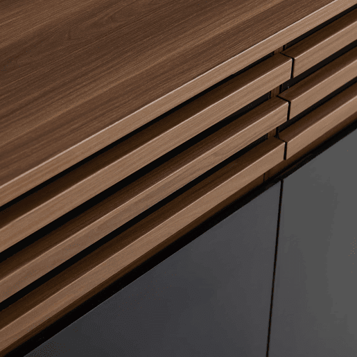 Aparador 150 x 40 x 85 cm - 2 gavetas e 4 portas, design moderno - Preto e castanho