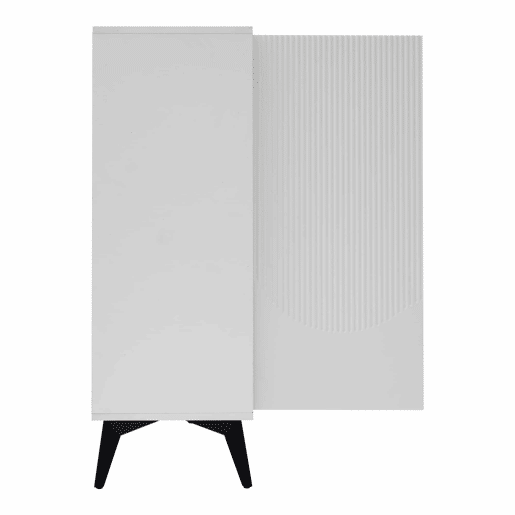 Aparador de 160 cm - 4 portas, prateleiras ajustáveis, multifuncional com pés metálicos - branco