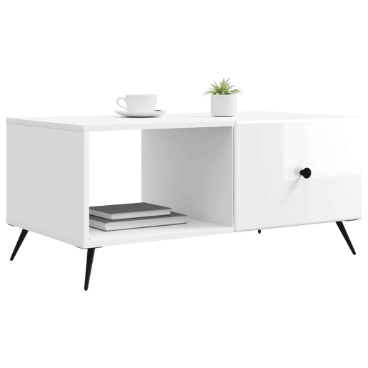 Mesa de Centro, Mesa baixa, Branco Brilhante 90 x 50 x 40 cm