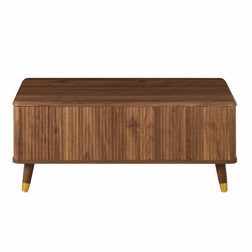 Mesa de centro elevável - estilo retro moderno, tampo elevável, estrutura ondulada, grande capacidade de arrumação, pés em madeira, multifuncional - Nogueira Mesa de centro elevável - estilo retro moderno, tampo elevável, estrutura ondulada, grande capacidade de arrumação, pés em madeira, multifuncional - Nogueira
