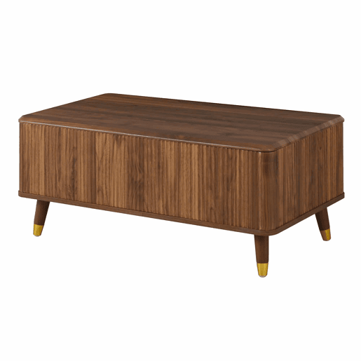 Mesa de centro elevável - estilo retro moderno, tampo elevável, estrutura ondulada, grande capacidade de arrumação, pés em madeira, multifuncional - Nogueira Mesa de centro elevável - estilo retro moderno, tampo elevável, estrutura ondulada, grande capacidade de arrumação, pés em madeira, multifuncional - Nogueira