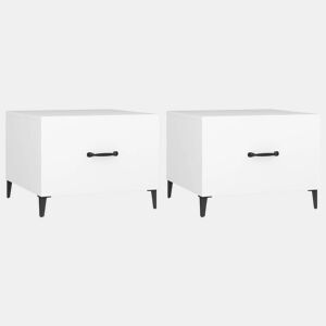 2pcs Mesas de Centro - Mesas baixas com pernas de metal 50x50x40 cm branco