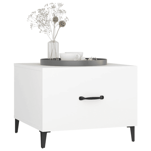 2pcs Mesas de Centro - Mesas baixas com pernas de metal 50x50x40 cm branco