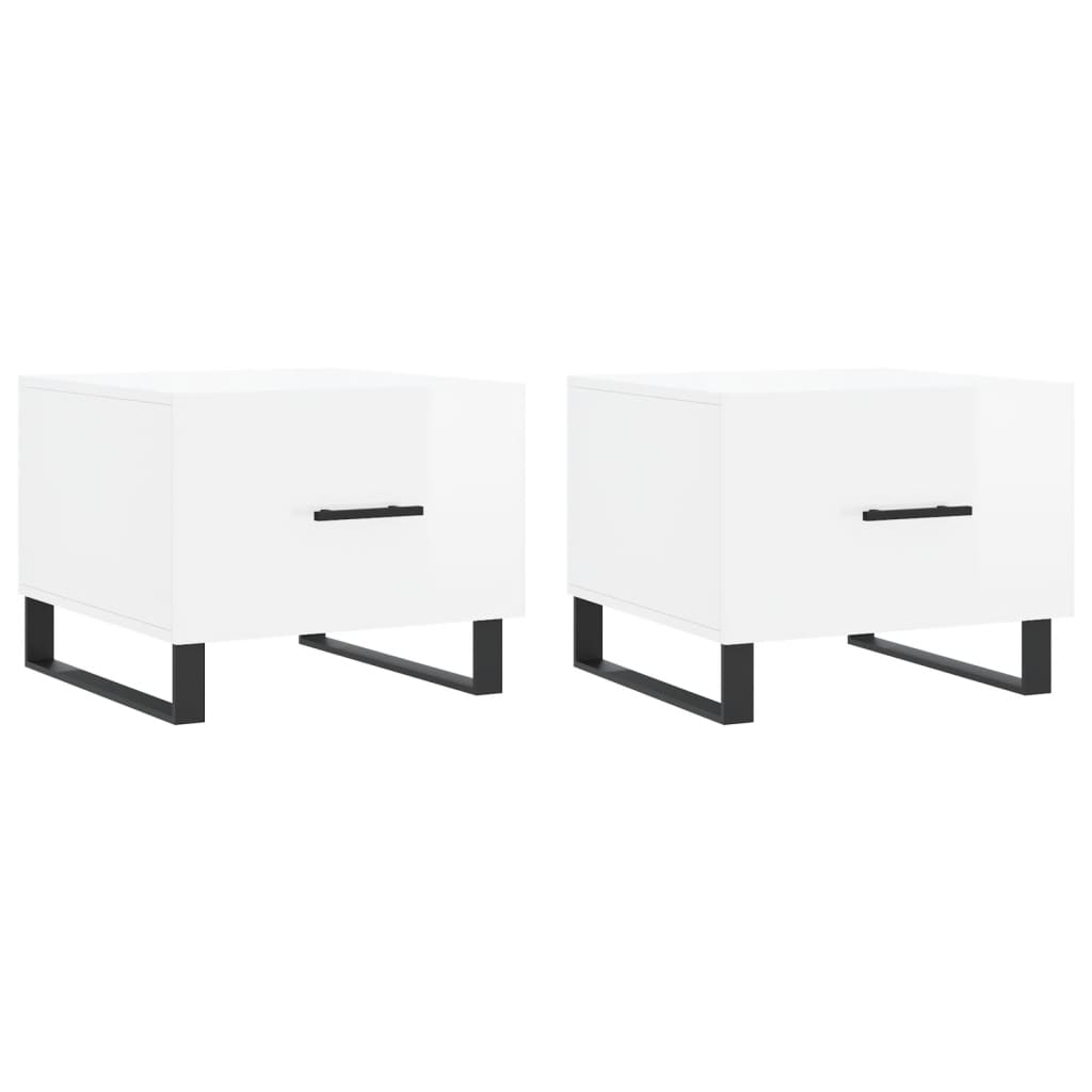 2 uds Mesas de Centro - Mesas de Café 50x50 Blanco Brillo