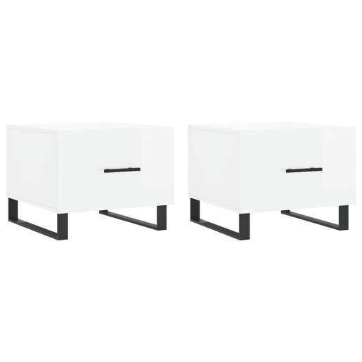 2pcs Mesas de Centro - Mesas baixas 50x50x40 cm branco brilhante