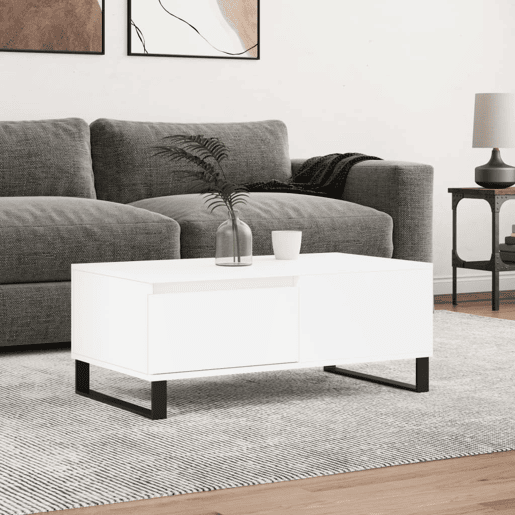 Mesa de Centro, Mesa baixa, 90x50x36,5 cm derivados de madeira branco