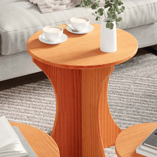 3 pcs Mesas de Centro - Mesas baixas Marrom Cera