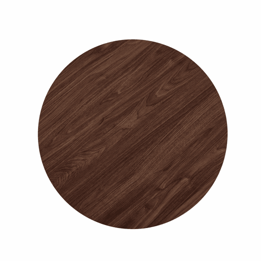 Mesa de centro redonda de 70 cm - design canelado ao estilo das colunas romanas, estrutura metálica integrada, estilo retro de luxo para a sala de estar - cor nogueira