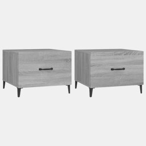 2pcs Mesas de centro, Mesas baixas + pernas de metal 50x50x40 cm sonoma cinza