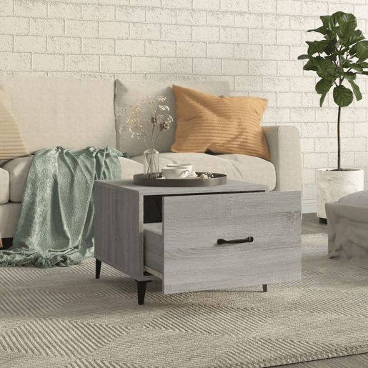 2pcs Mesas de centro, Mesas baixas + pernas de metal 50x50x40 cm sonoma cinza