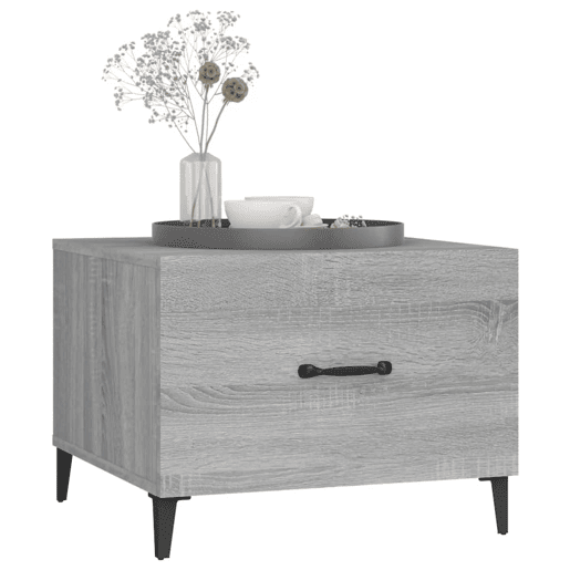 2pcs Mesas de centro, Mesas baixas + pernas de metal 50x50x40 cm sonoma cinza