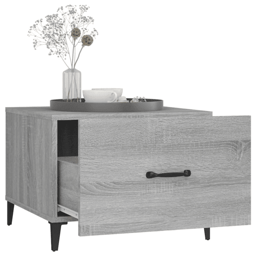 2pcs Mesas de centro, Mesas baixas + pernas de metal 50x50x40 cm sonoma cinza