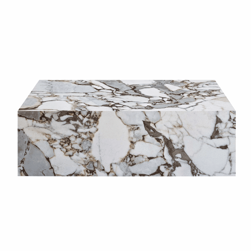 Mesa de centro retangular 90x50x30 cm - textura imitação de mármore, MDF, por montar, estilo nórdico moderno - branco mármore