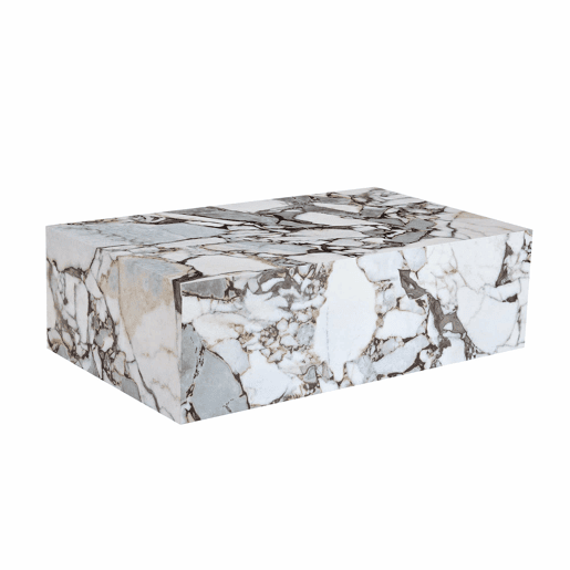 Mesa de centro retangular 90x50x30 cm - textura imitação de mármore, MDF, por montar, estilo nórdico moderno - branco mármore