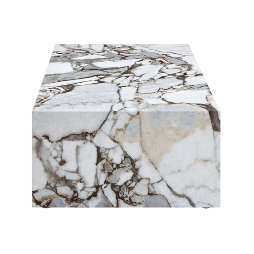 Mesa de centro retangular 90x50x30 cm - textura imitação de mármore, MDF, por montar, estilo nórdico moderno - branco mármore