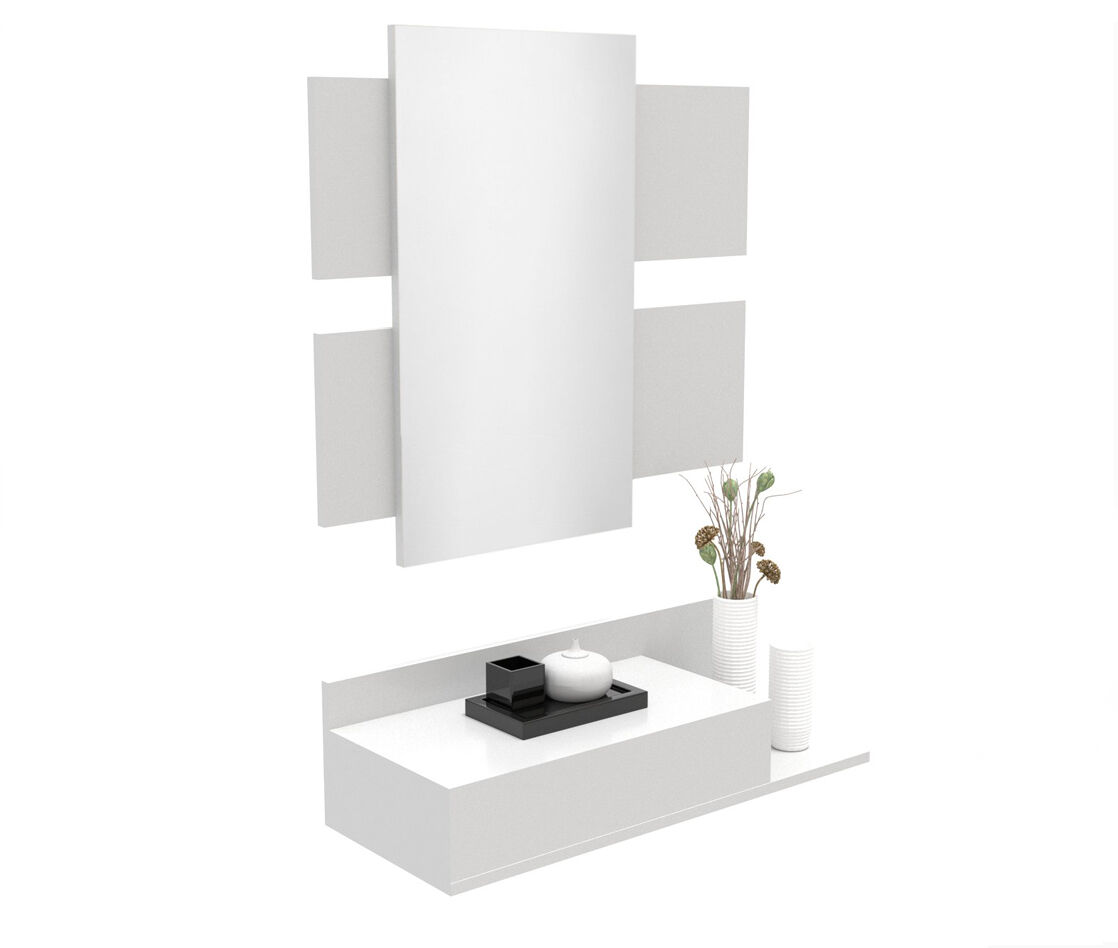 Recibidor con Espejo MOD2, Mueble de Entrada, cajón y balda 75