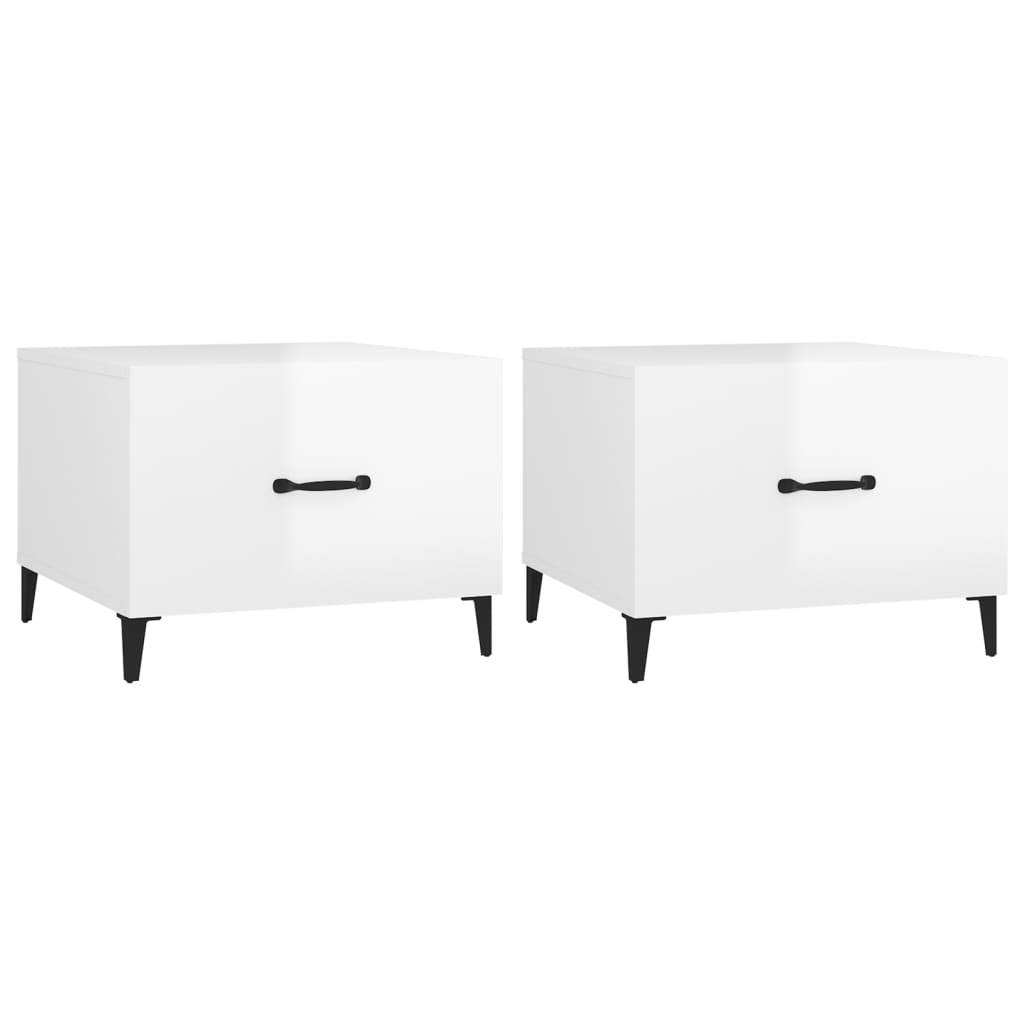 2 uds Mesas de Centro - Mesas de Café 50x50 Blanco Brillo
