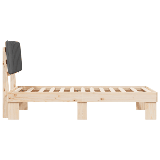 Estrutura de cama de solteiro para adultos com Cabeceira Estofada Cinza Escuro