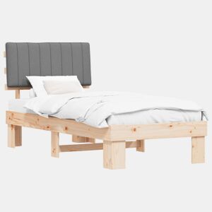 Estrutura de cama de solteiro simple com Cabeceira Estofada Cinzento-claro