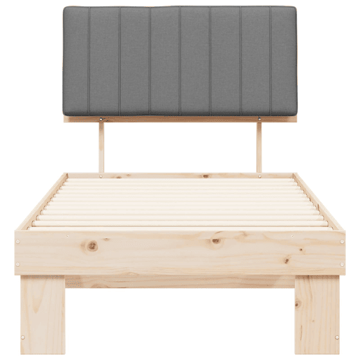 Estrutura de cama de solteiro simple com Cabeceira Estofada Cinzento-claro