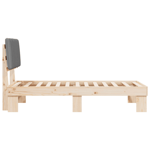 Estrutura de cama de solteiro simple com Cabeceira Estofada Cinzento-claro